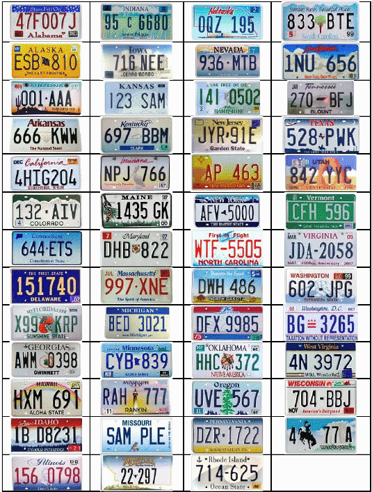 License Plate Scavenger Hunt